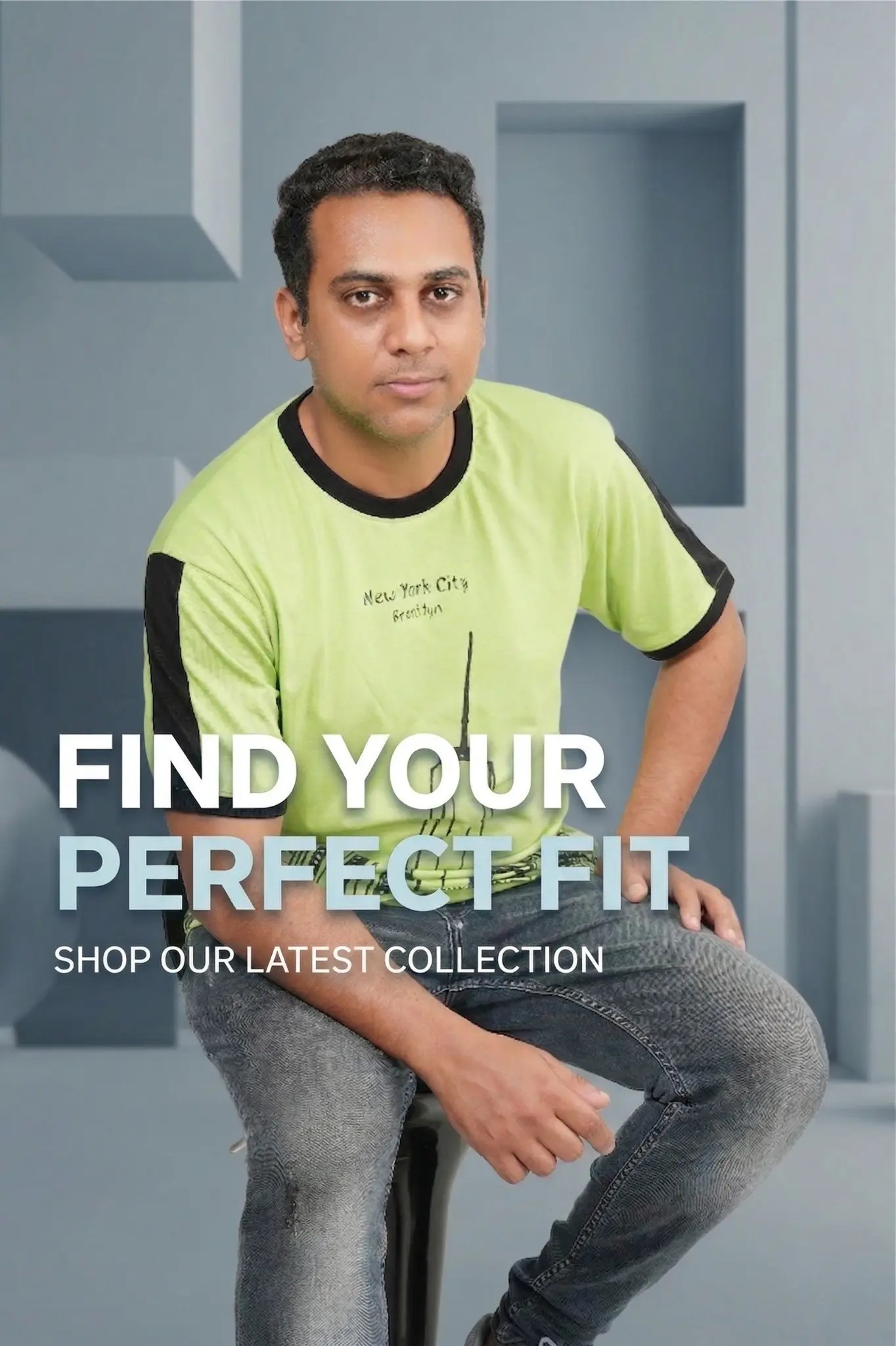 premium lime green new york city skyline t shirt – urban sketch ringer tee male model